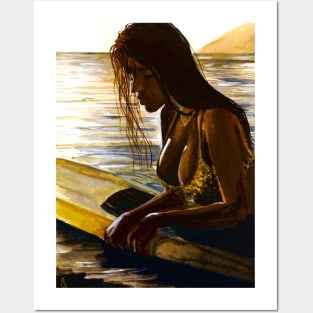 Girl surfer Posters and Art